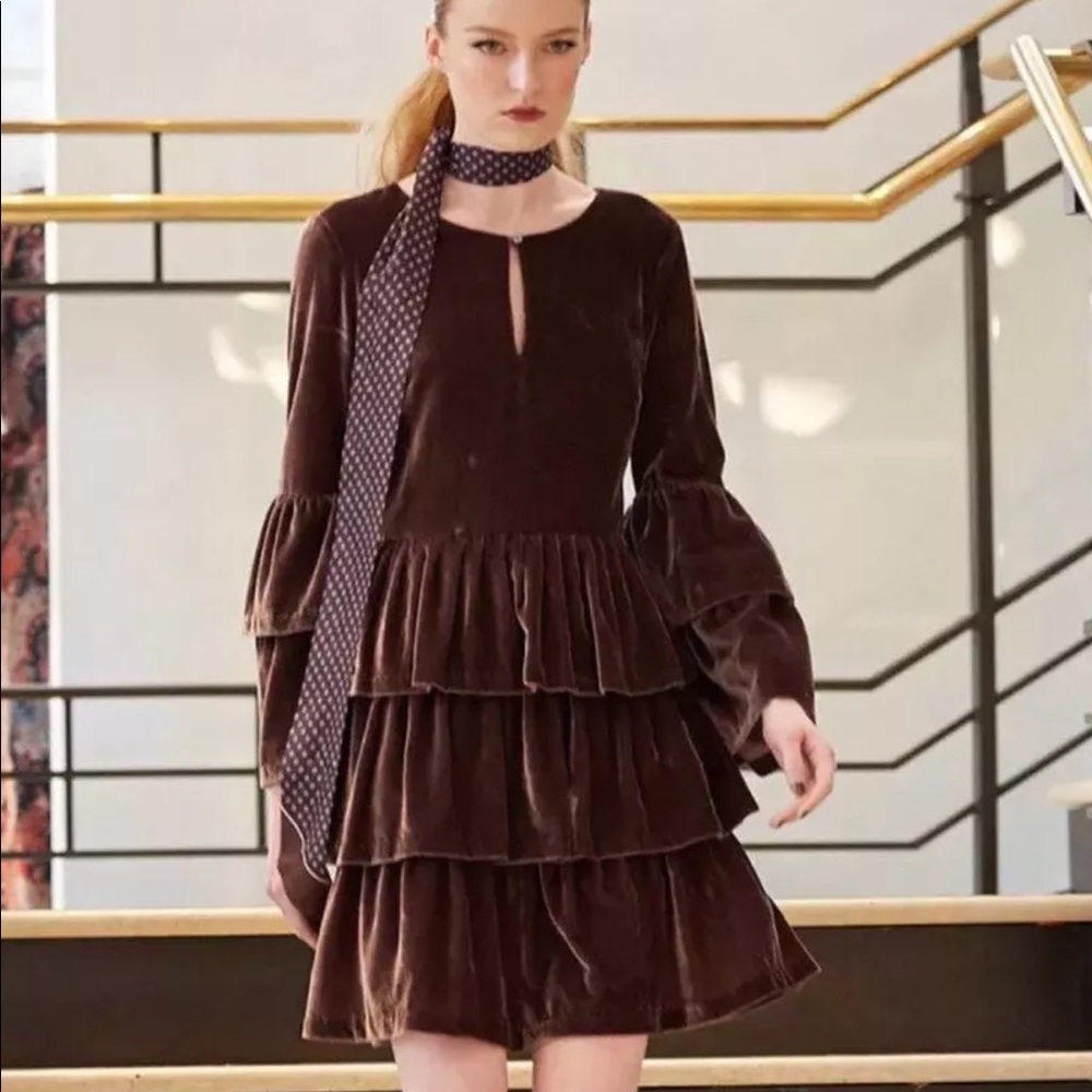 Banana Republic Olivia Palermo Taupe Velvet Dress